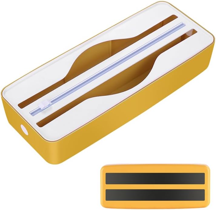 Sonile Dual-Slot Multifunctional Kitchen Cutter | For Cling Film, Aluminum Foil, and Parchment Paper Storage & Cutting | Easily Cut Two Materials at Once (Yellow(magnetic)) - Image 1